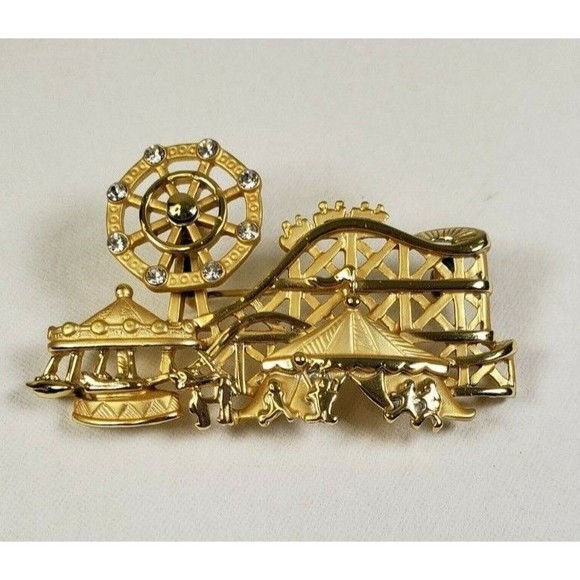 Danecraft Jewelry - Vintage Danecraft Carnival County Fair Clear Crystal Brooch Pin